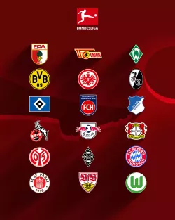 los escudos de los 18 equipos de la Bundesliga